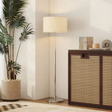 HOMCOM Floor Lamp with Remote, Height Adjustable Standing Lamp with Linen Shade