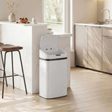 HOMCOM 48L Stainless Steel Sensor Bin with Soft-Close Lid – Hands-Free Kitchen Waste Bin, White