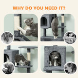 PawHut 202cm Large Cat Tree with 6 Scratching Posts, 2 Hammocks, 2 Condos – Indoor Cat Tower