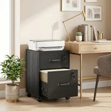 HOMCOM Rolling File Cabinet with 2 Drawers & Lockable Wheels – Under-Desk Mobile Storage, Black