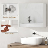 HOMCOM Double-Door Wall-Mounted Bathroom Mirror Cabinet with Adjustable Shelf – Bathroom Storage, White