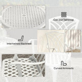 Outsunny 3 Piece Cast Aluminium Garden Bistro Set with 2 Chairs and Round Table with Parasol Hole, White