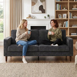 HOMCOM 3 Seater Sofa with Button-Tufted Back and Rubberwood Legs – Velvet-Feel Couch, Dark Grey