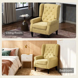 HOMCOM Wingback Accent Chair with Button Tufting and Pocket Spring Seat – Retro Upholstered Armchair, Yellow