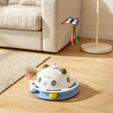 PawHut 4-in-1 Interactive Cat Toy with Spinning Butterfly, Shooting Feathers and Catnip Balls