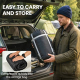 Outsunny Double Sleeping Bag with 2 Pillows, 220 x 160cm – Extra-Large Camping Bag for Adults, Black and Grey