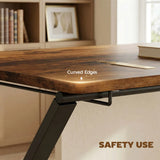 HOMCOM Compact Folding Desk with Storage Shelf – Space-Saving Home Office Study Table, Rustic Brown