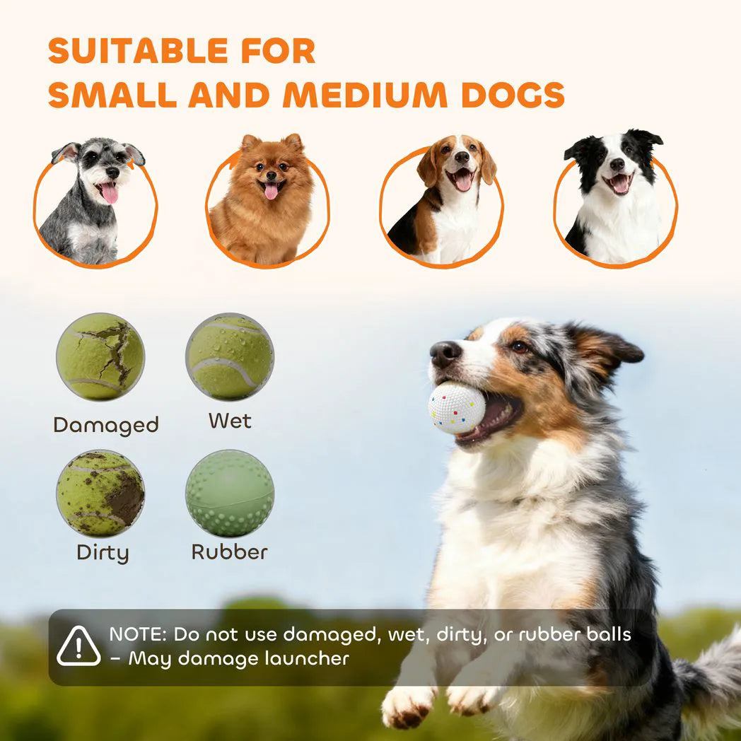 PawHut Automatic Dog Ball Launcher with 5 ETPU Balls, 3 Distance Settings – Indoor and Outdoor Fetch, Green