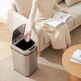 HOMCOM 12L Automatic Sensor Bin with Fingerprint-Resistant Stainless Steel – Touchless Kitchen Bin, Silver