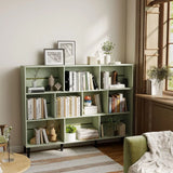 HOMCOM 10-Cube Bookcase with Solid Pine Legs & Anti-Tip Kit – 140 cm Nordic Bookshelf, Light Green