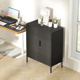 HOMCOM Metal Storage Cabinet with Lock and 2 Adjustable Shelves – Garage and Office Storage, Black
