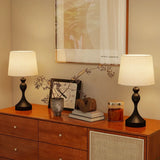 HOMCOM Set of 2 Bedside Table Lamps with USB-A and USB-C Ports – 3-Colour LED, Black and Beige