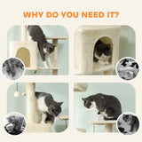 PawHut 202cm Cat Tree with 6 Scratching Posts, 2 Hammocks and 2 Condos – Cat Tower, Beige