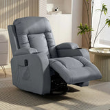 HOMCOM Massage Recliner Armchair with 8-Point Vibration, Lumbar Heat & Swivel Rocking Seat – PU Leather Recliner Chair, Grey