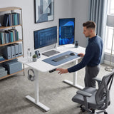 HOMCOM Electric Standing Desk with Memory Presets, LED Display & Cable Holes – Height Adjustable, White