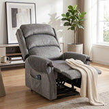 HOMCOM Power Lift Recliner Chair with Vibration Massage, Heat and Pocket Spring Seat – Wood Grips, Light Grey