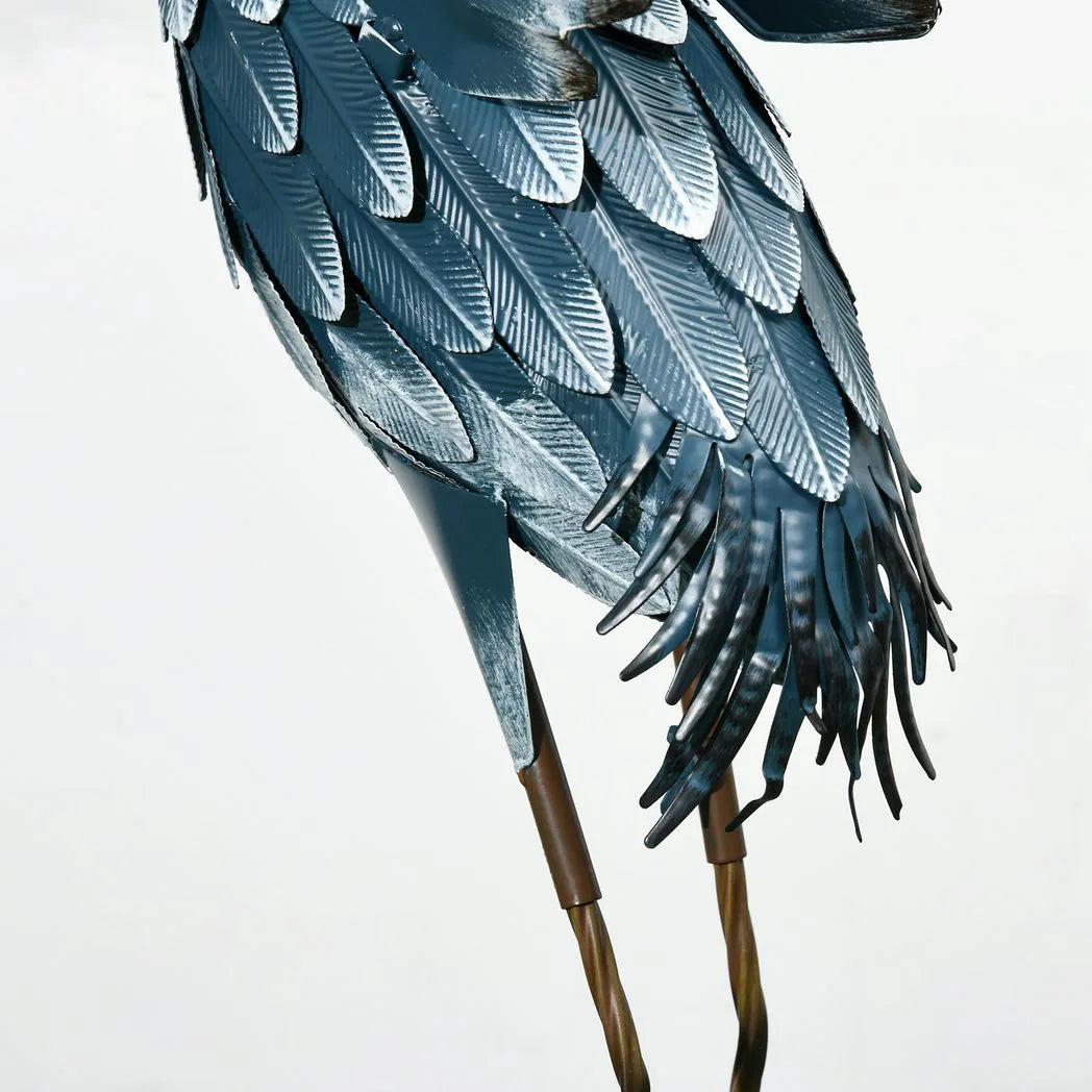 Outsunny Metal Heron Garden Statues with Stakes – Blue & White