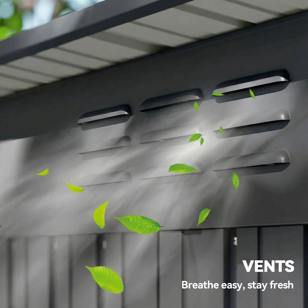 Outsunny 5 x 3.5ft Metal Garden Storage Shed with Sliding Door and Roof Vents – Waterproof, Light Grey