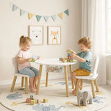 AIYAPLAY Kids Table and Chairs Set with Storage Bag – 3-Piece Cloud Design Toddler Playroom Set, White