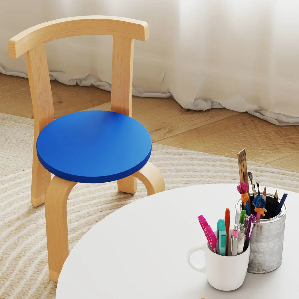 AIYAPLAY 5 Piece Wooden Kids Table and Chairs Set with Rounded Edges – Toddler Furniture for Nursery, Playroom, Classroom, Ages 3-8