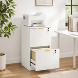 HOMCOM Filing Cabinet with 2 Lockable Drawers, Hanging Rails & Fluted Fronts – Home Office Storage, White
