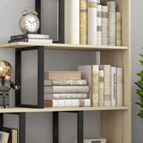 HOMCOM 5-Tier Ladder Bookcase with Anti-Tilt Device – Wooden Display Shelf Unit for Study and Living Room, Oak