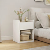 HOMCOM Slim Bedside Table with Drawer, Open Shelf and Cable Holes – Compact Nightstand, White and Oak