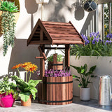 Outsunny Wood Wishing Well for Outside with Hanging Bucket