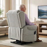 HOMCOM Riser Recliner Chair with Massage and Heat – Chenille Electric Power Lift Armchair, Light Grey