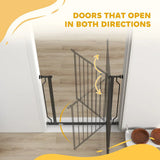 PawHut Extra Wide Pressure Fit Dog Gate with Double-Locking Door – Adjustable 75-85 cm Barrier, Black