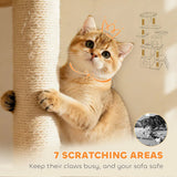 PawHut 170cm Large Cat Tree with 7 Scratching Posts, Tunnel, 2 Condos, Hammock & Perch – Cat Tower, Beige