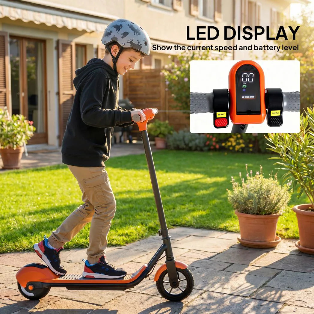 SPORTNOW Kids Electric Scooter with LED Display, 110W Motor & RGB Lights – Kick-to-Start, Green