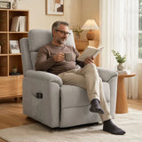 HOMCOM Power Lift Recliner Chair with Massage & Heat – Electric Lift Chair, Terry Cloth, Light Grey