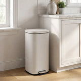 HOMCOM 30L Pedal Kitchen Bin with Soft-Close Lid and Removable Bucket – Compact Metal Rubbish Bin, Cream