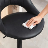 HOMCOM Set of 2 Faux Leather Bar Stools with Padded Seat and 360° Swivel – Adjustable Height, Black