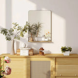 HOMCOM Wall Mirror with Wood Shelf – Black