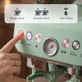 HOMCOM 15 Bar Espresso Machine with Adjustable Grinder, Steam Wand and 2L Tank – Semi-Automatic, Light Green