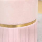 HOMCOM Velvet-Feel Round Storage Ottoman with Cushioned Top – Footstool and Hidden Storage, Pink