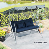 Outsunny 3 Seater Swing Seat and Back Cushion Set with 2 Pillows, Water Repellent, Dark Blue