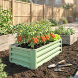 Outsunny Galvanised Raised Garden Bed for Herbs & Veg