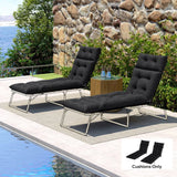 Outsunny Set of 2 Sun Lounger Cushions with Button Tufting and Ties, 190 x 56 cm, Black