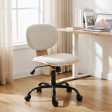 HOMCOM Armless Office Chair with Rocking Function, 360° Swivel and Adjustable Height – Linen-Look Desk Chair, Light Grey