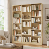 HOMCOM 17-Cube Open Bookcase, 188cm Tall with Adjustable Shelves and Anti-Tipping Hardware – Oak