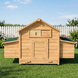PawHut Wooden Chicken Coop with Two Nesting Boxes, Openable Waterproof Roof & Pull-Out Tray – Hen House, 150cm
