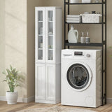 HOMCOM Tall Bathroom Storage Cabinet with 6 Tiers, Adjustable Shelf and 4 Soft-Close Doors – Slim Floor Cabinet, White