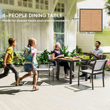Outsunny 78 cm Square Garden Dining Table for 4 with Aluminium Frame – Waterproof Wood-Effect Outdoor Table