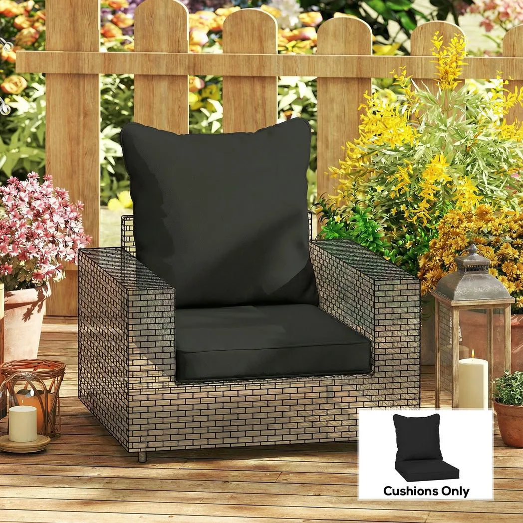 Outsunny Seat and Back Cushion Set with Piped Edges, Indoor and Outdoor, Black