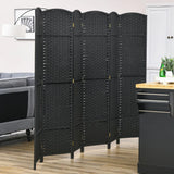 HOMCOM 6 Panel Folding Room Divider – Hand-Woven Style Privacy Screen, 240 x 170cm, Black