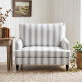 HOMCOM Velvet Single Sofa Armchair with Stripes, Turned Legs and Wide Seat – Modern Accent Chair, Grey