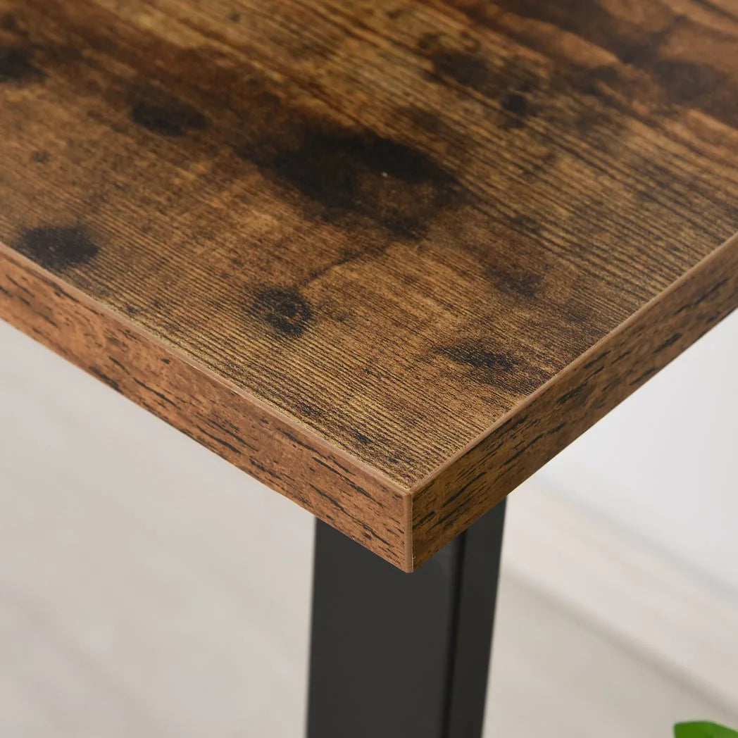 HOMCOM Industrial Writing Desk with Metal Legs – Home Office Computer Table, Rustic Brown and Black